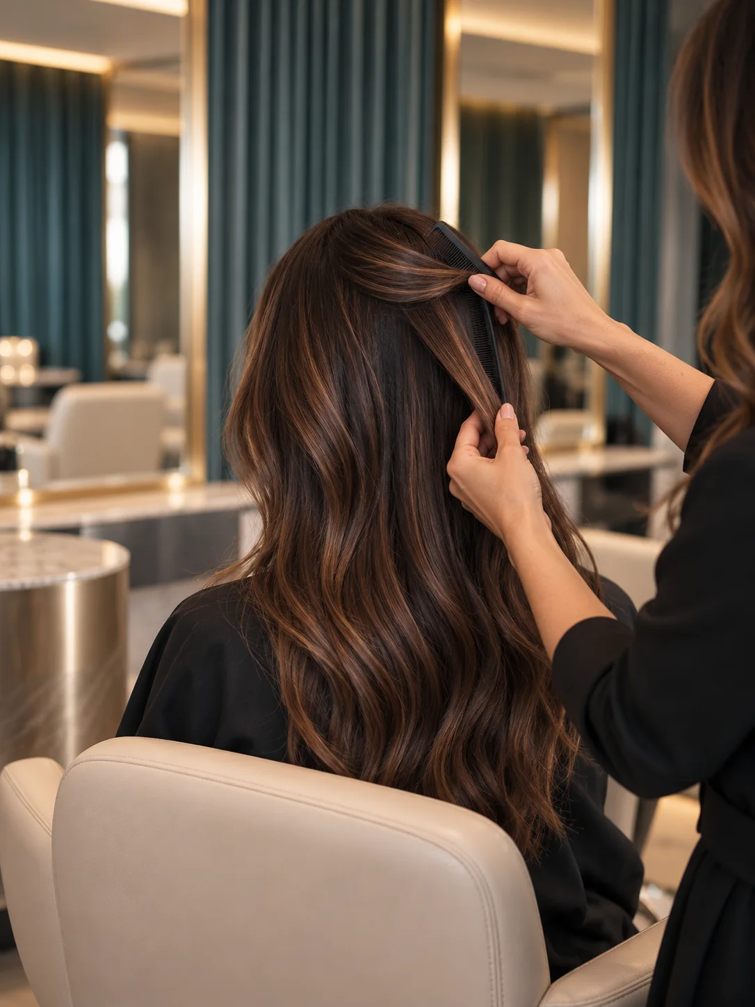 Concepto generado con IA: Cabello. Referencia de composición, no fotografía real del salón.