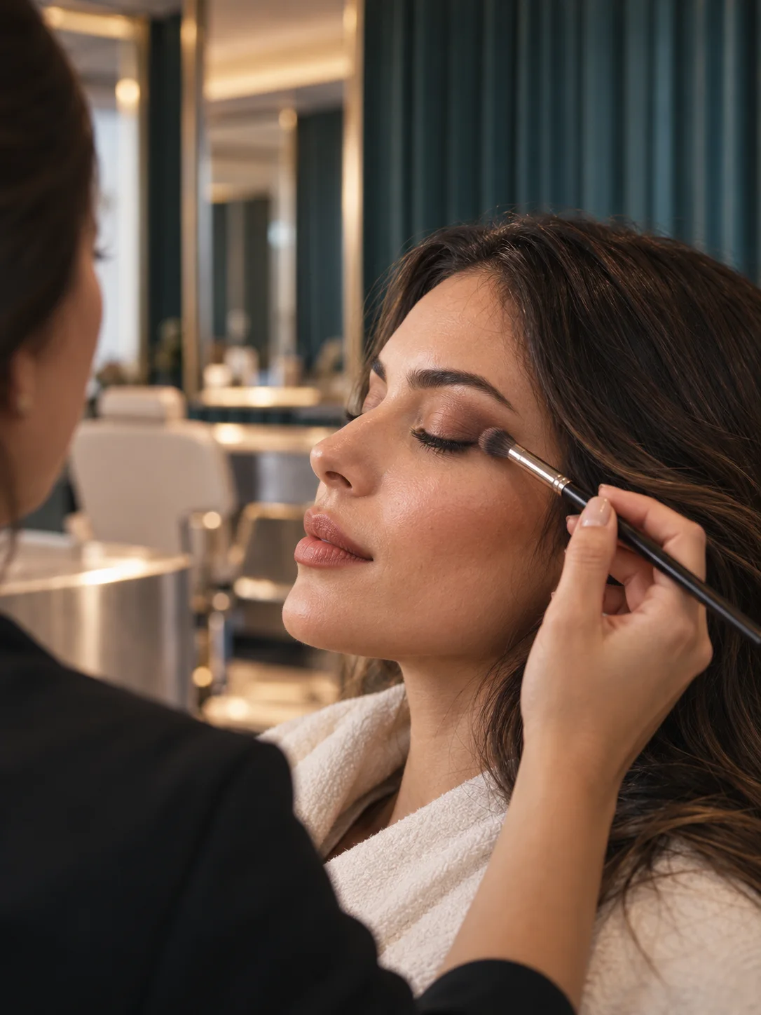 Concepto generado con IA: Maquillaje y mirada. Referencia de composición, no fotografía real del salón.