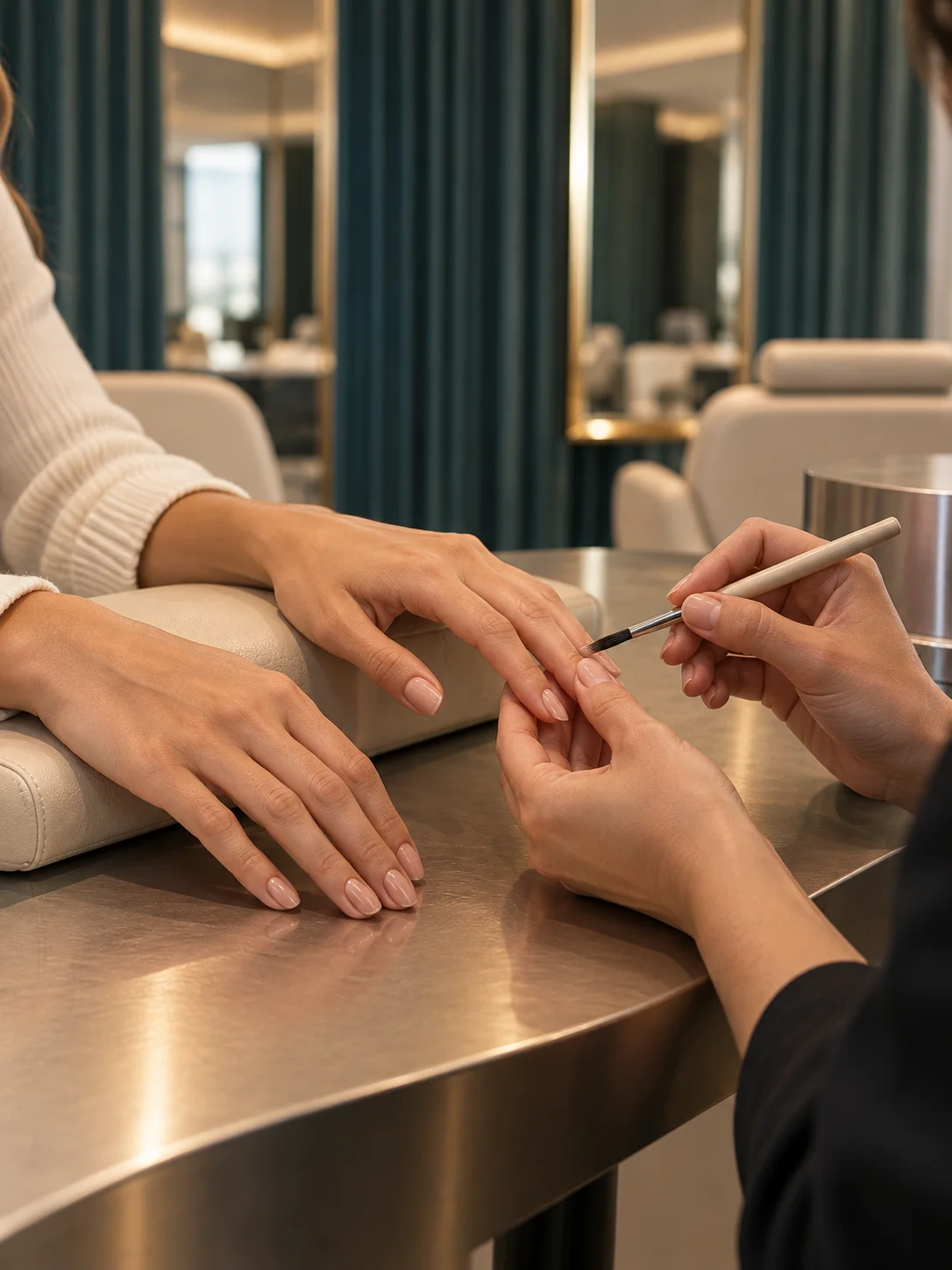 Concepto generado con IA: Uñas. Referencia de composición, no fotografía real del salón.